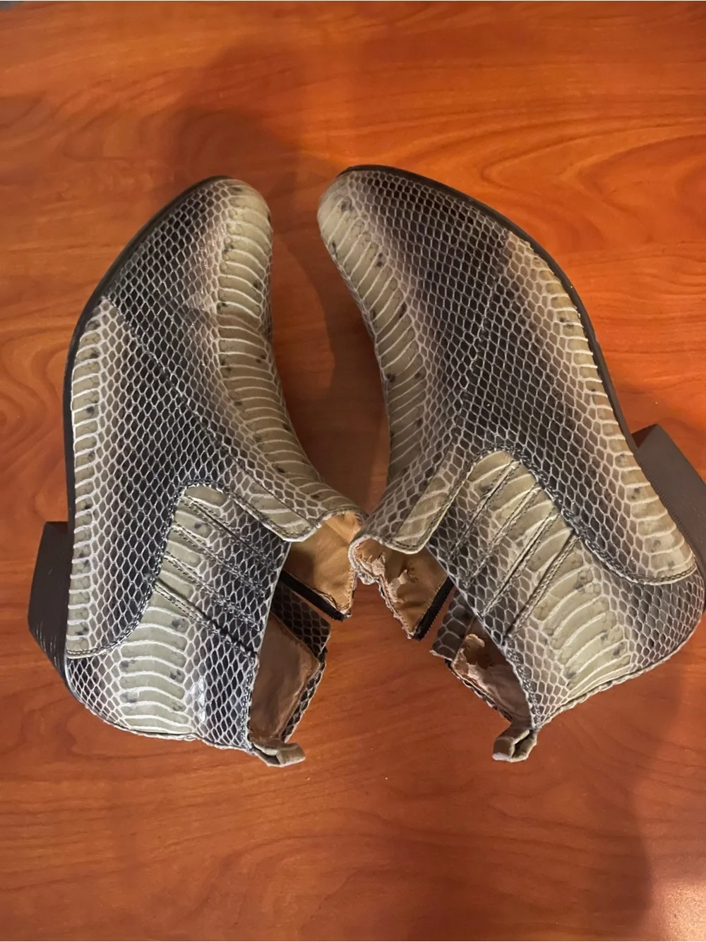 Men's Snake-Pattern Chelsea Boots in Taupe